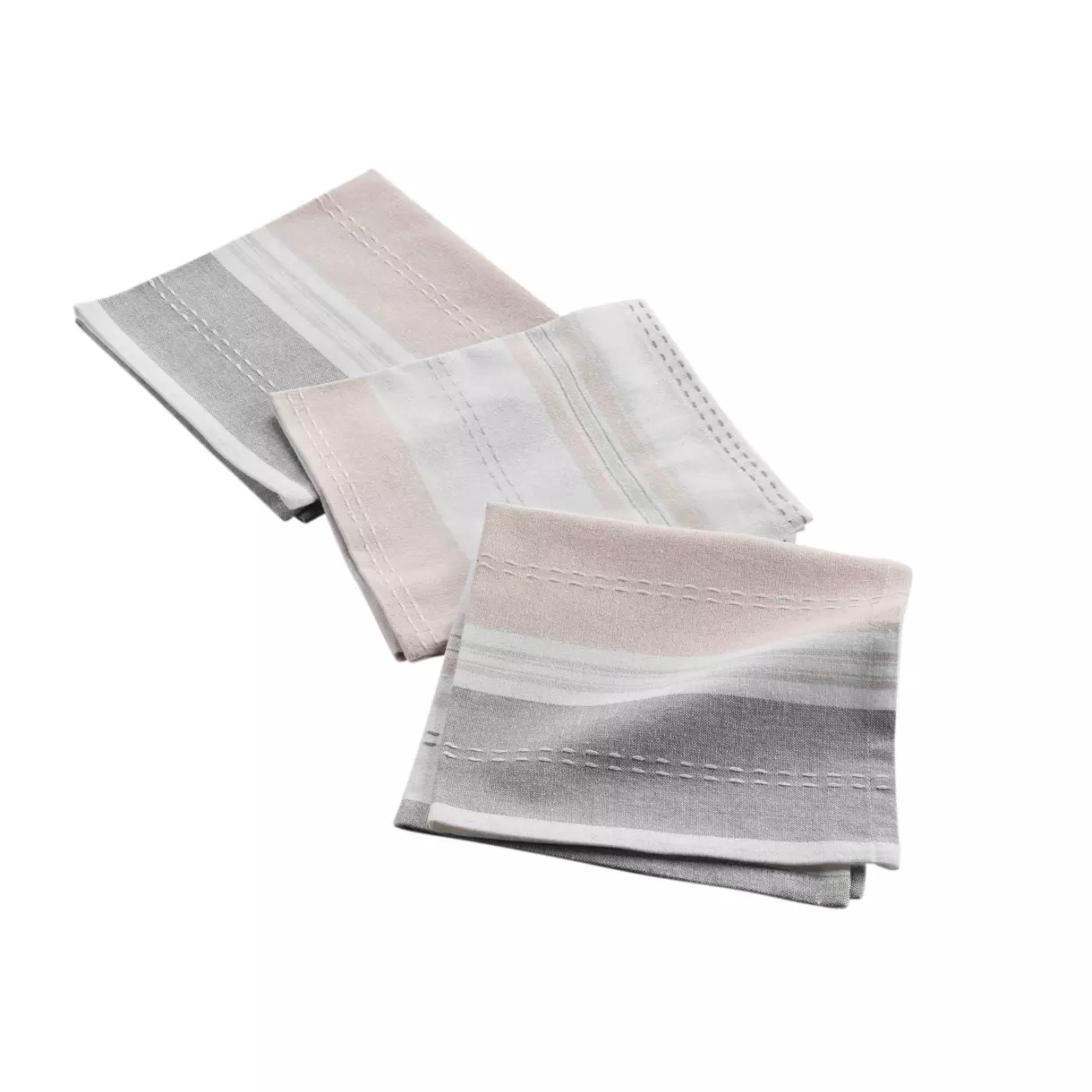 Lot de 3 serviettes coton recyclé Andria Beige 1