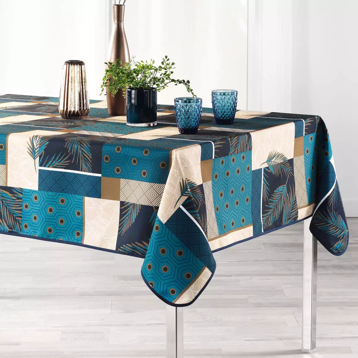 Mantel rectangular (L240 cm) Geopan Azul 1