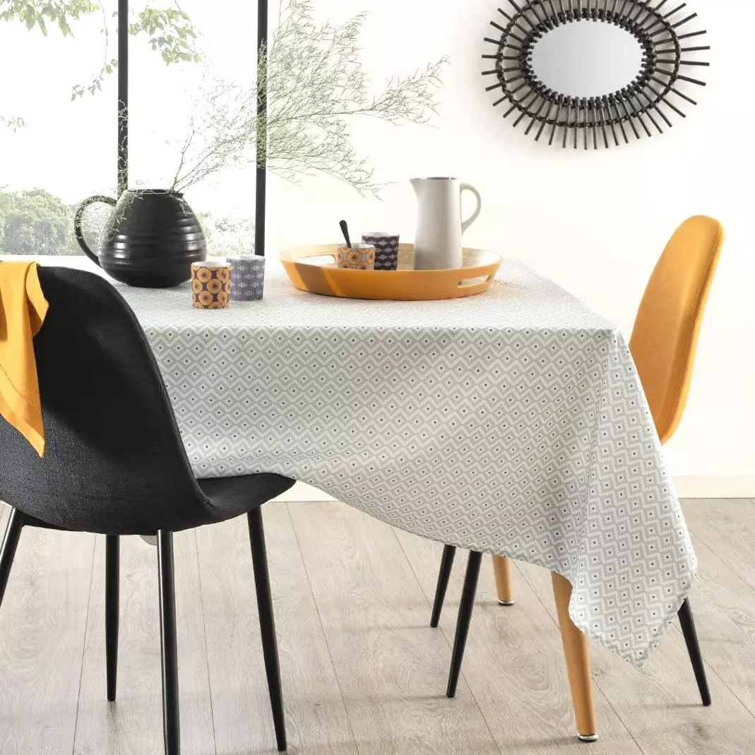 Nappe rectangulaire anti tache (L240 cm) Etnik Grise 1