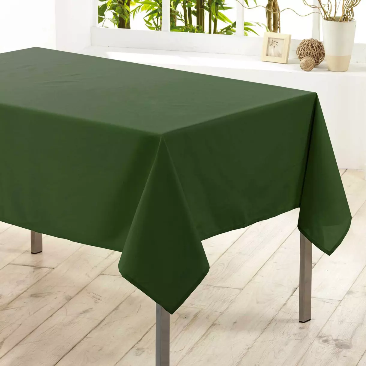 Nappe rectangulaire anti tache (L250 cm) Essentiel Vert kaki 1