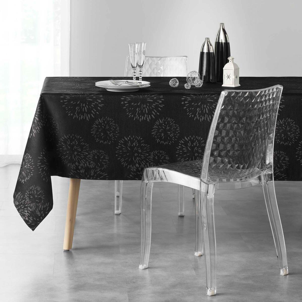 Tafelkleed rechthoekig (L300 cm) Artifice Zwart en zilverkleurig 1