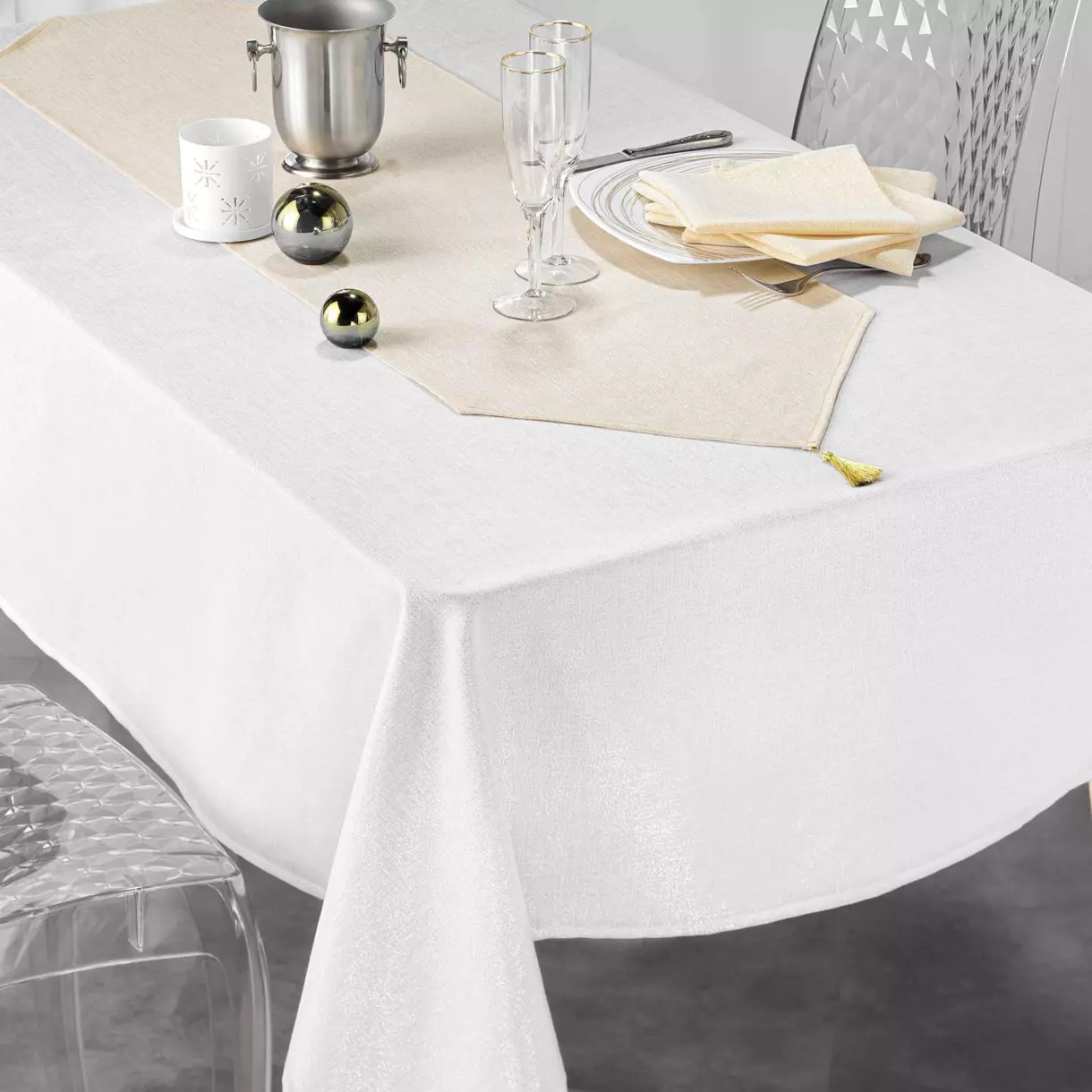 Camino de mesa (140 cm) Silvery Beige 1
