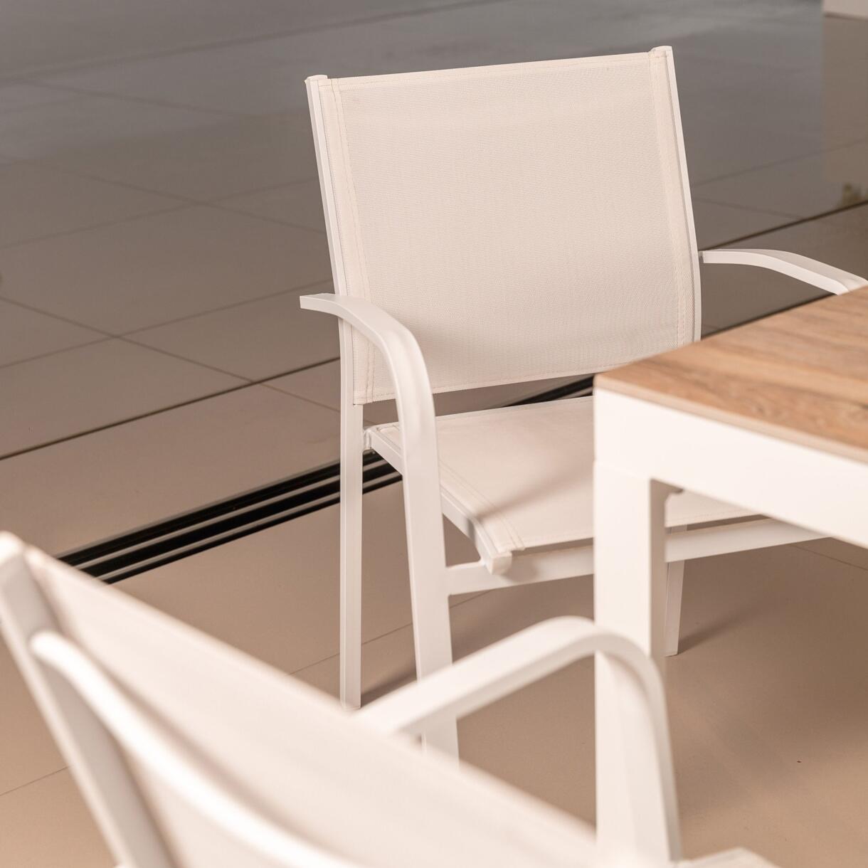 Stapelbarer Gartenstuhl mit Armlehnen Murano Aluminium - Weiß 6
