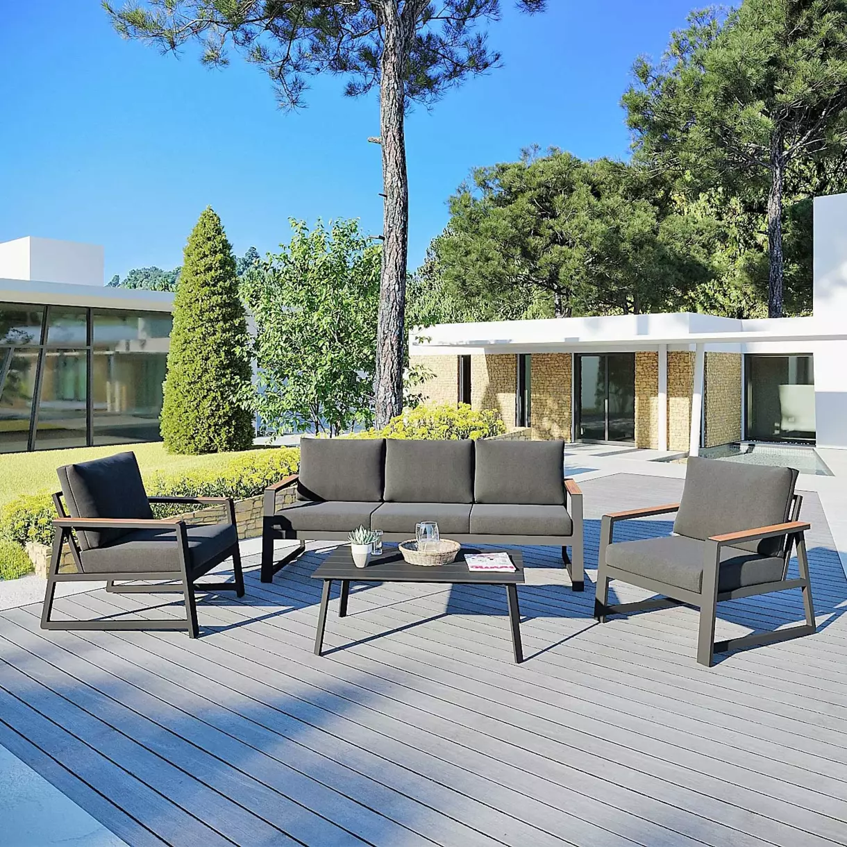 Loungeset Milano Antraciet - 5 zitplaatsen 1