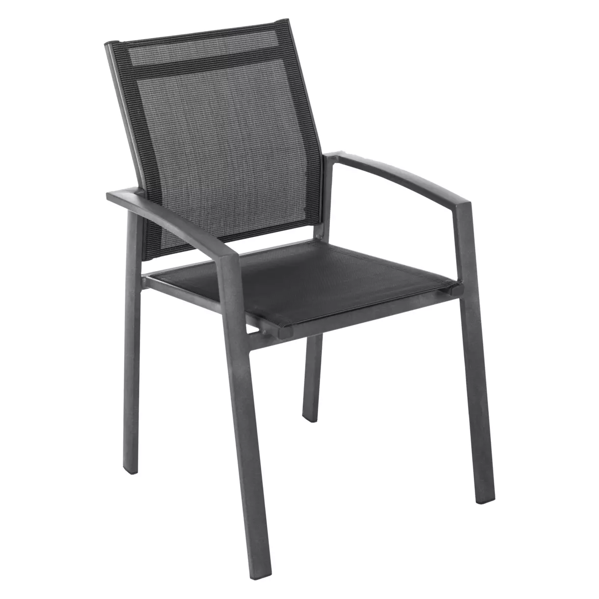 Silla de jardín aluminio apilable con reposabrazos Axiome - Gris grafito 1