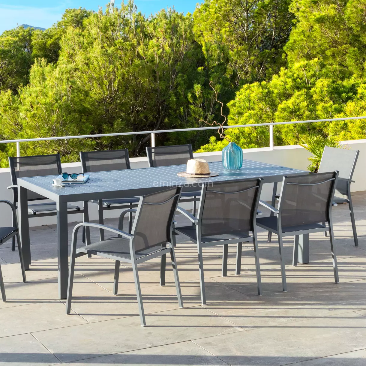 Mesa de jardín rectangular Aluminio Murano (8 pers.) - Gris pizarra 1