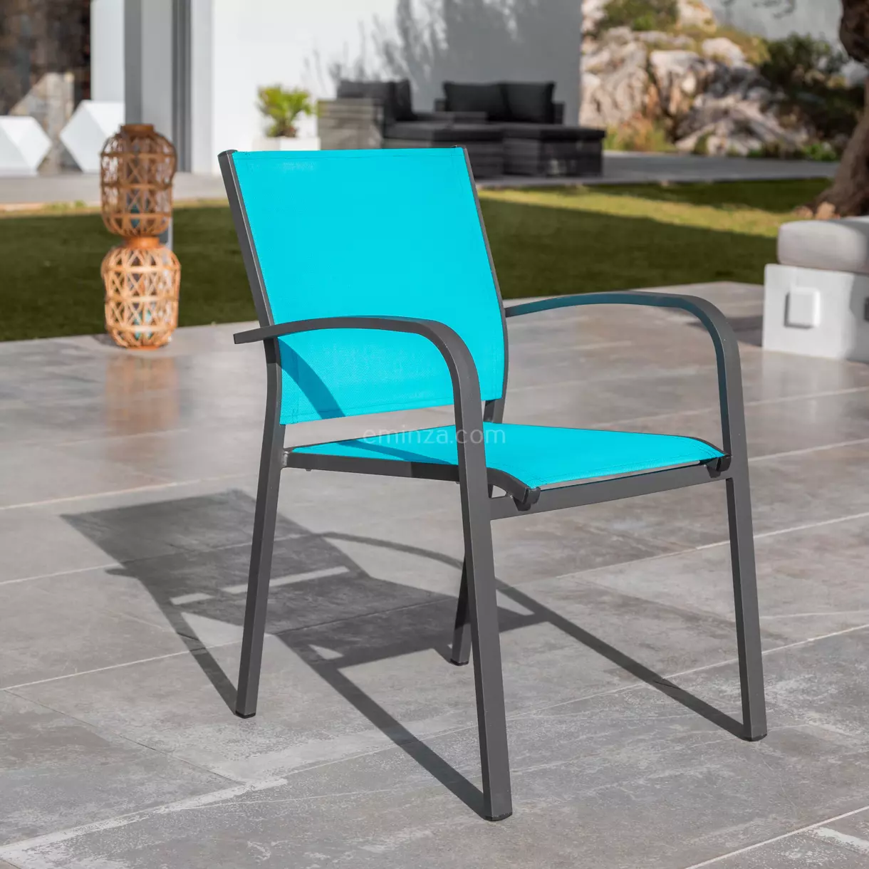 Fauteuil de jardin alu empilable Murano - Gris anthracite/Bleu 1