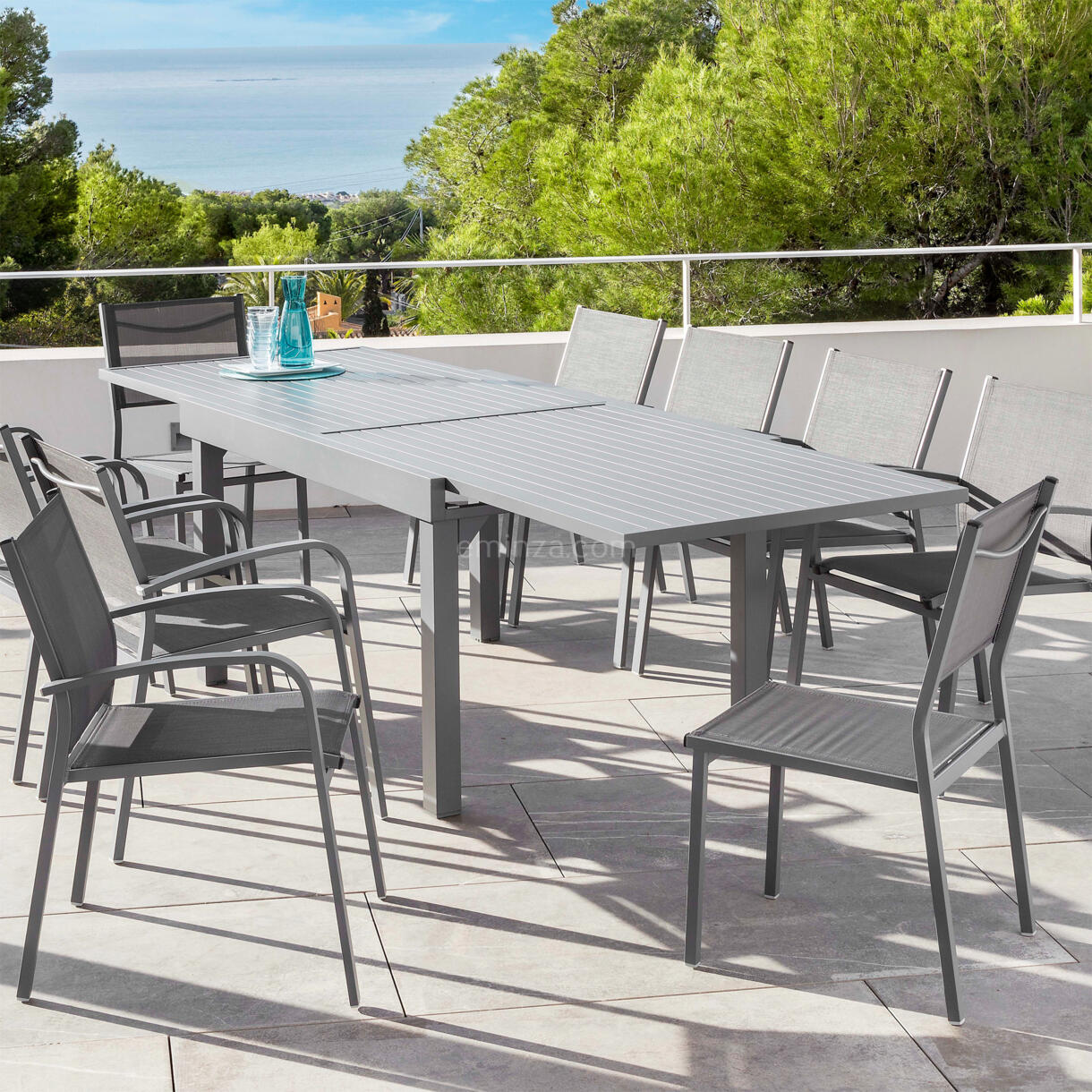 Tavolo da giardino rettangolare allungabile 10 posti Alluminio Murano (270 x 90 cm) - Grigio ardesia 1