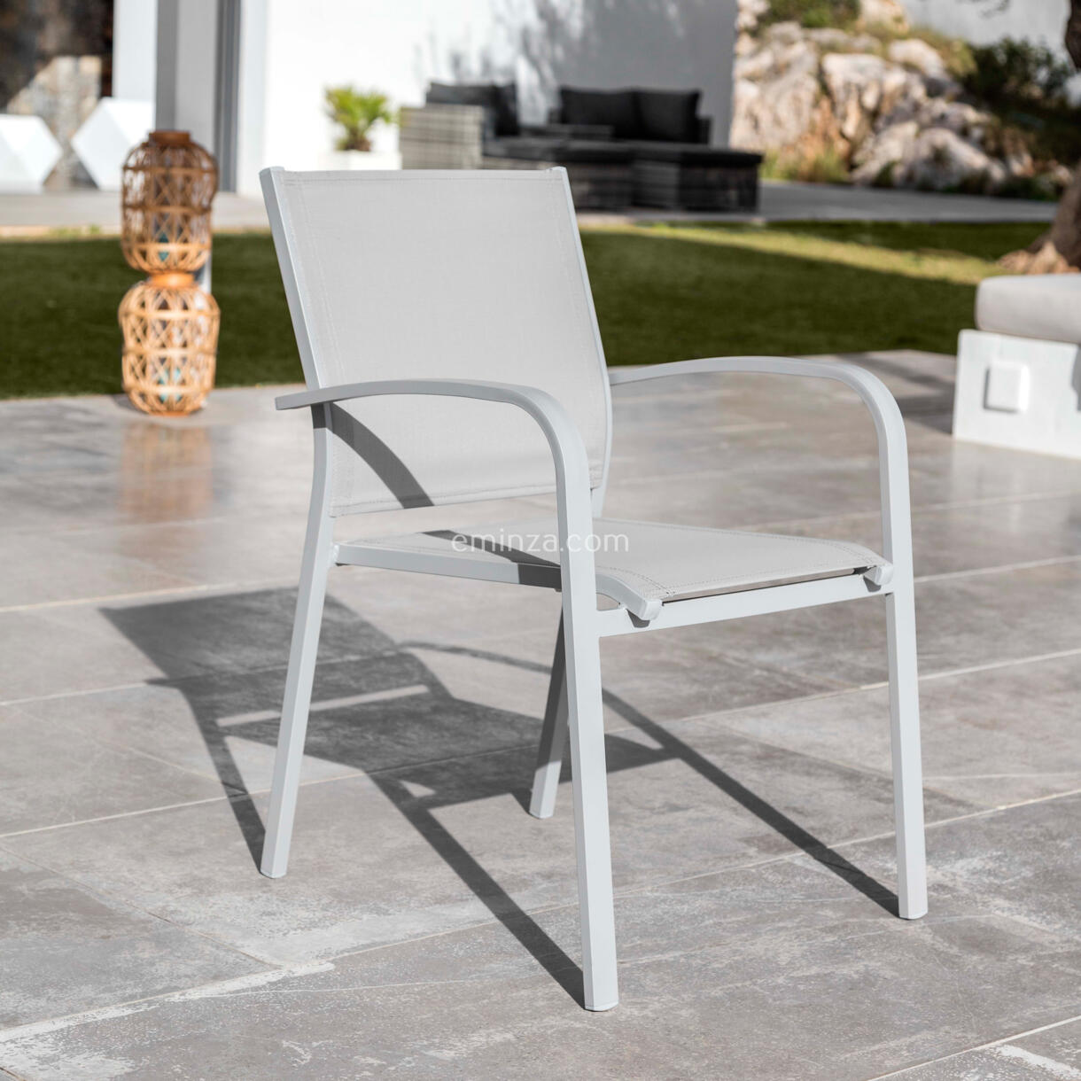 Stapelbarer Gartenstuhl mit Armlehnen Murano Aluminium - Hellgrau 1