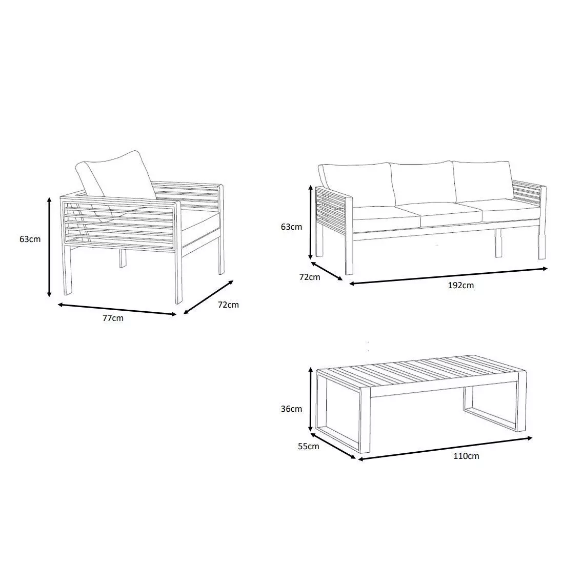 Conjunto de jardín Bali Gris antracita - 5 plazas 6