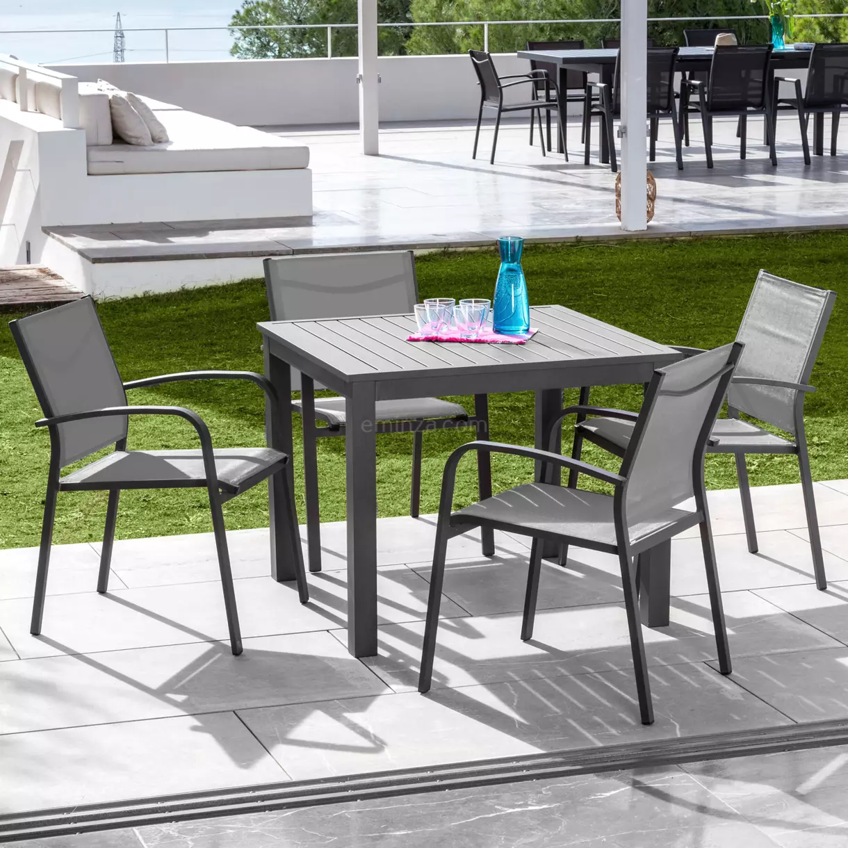 Mesa de jardín cuadrada Aluminio Murano (4 pers.) - Gris Antracita 1