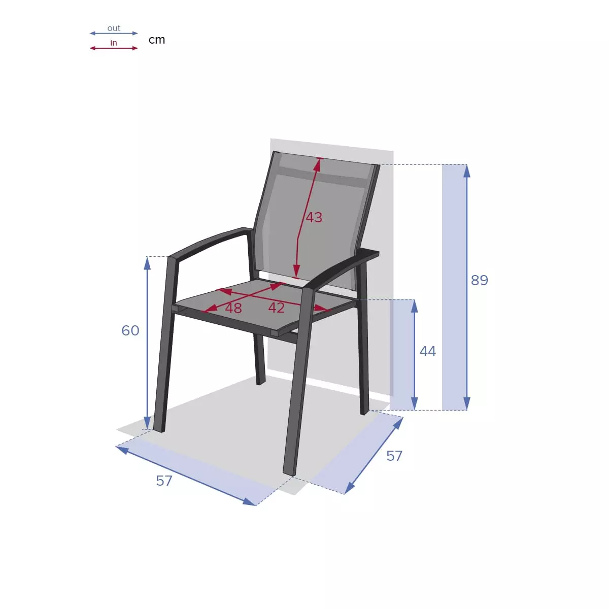 Silla de jardín apilable con reposabrazos aluminio Axiome - Gris sílex y gris cuarzo 6