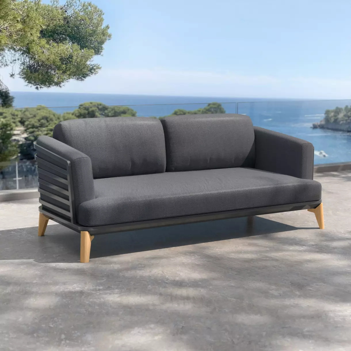 Canapé de jardin 2 places Monte Carlo - Anthracite 1