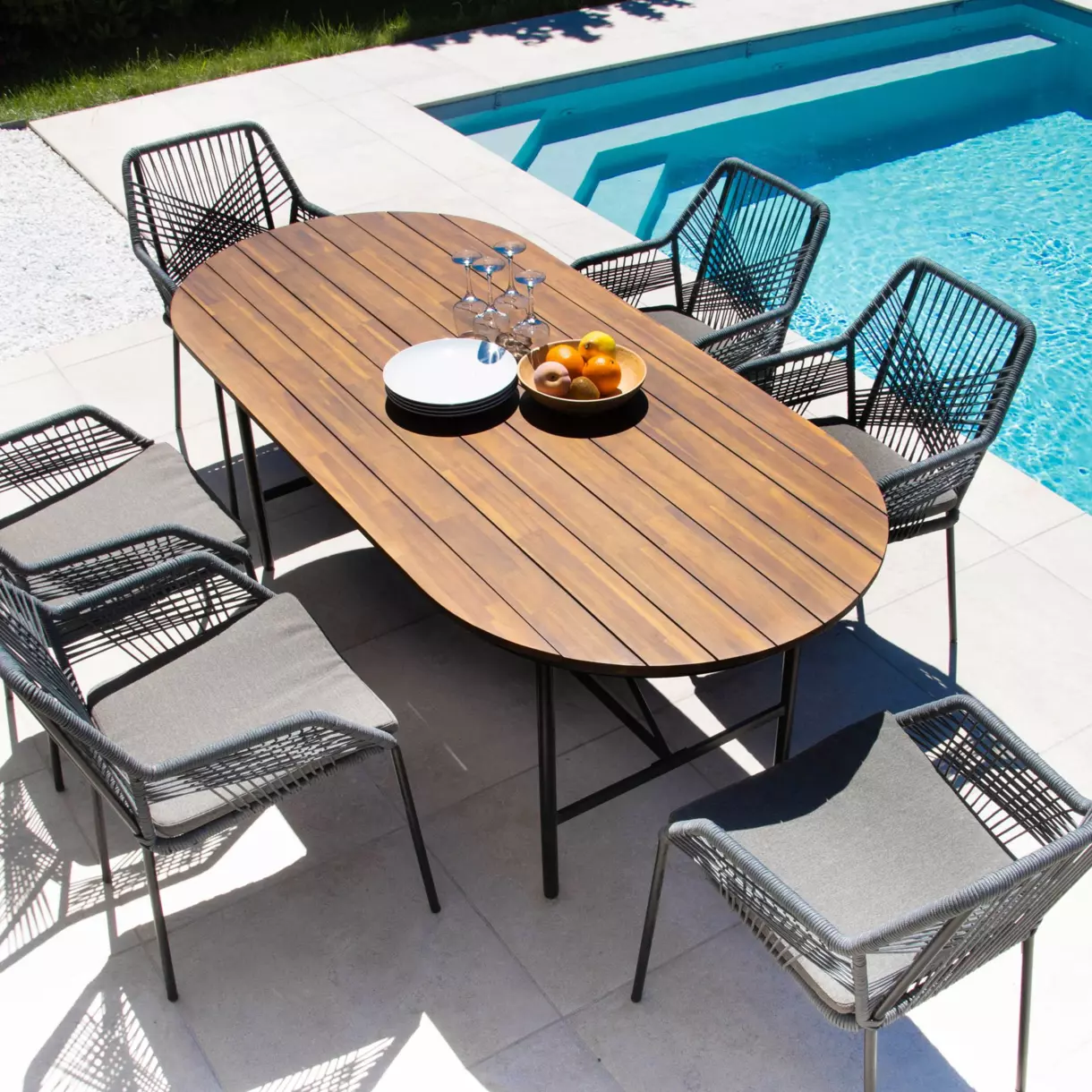 Mesa de jardín para 8 personas en madera Cadiz (200 x 90 cm) - Natural 1