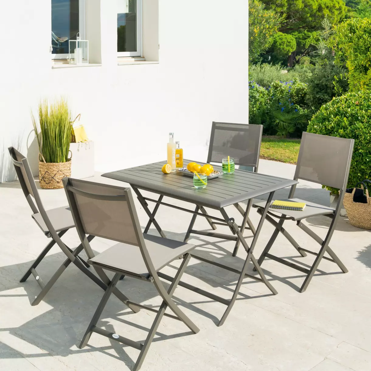 Table de jardin pliante Aluminium Azua (110 x 71 cm) - Marron tonka 1