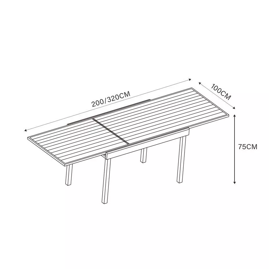 Tavolo da giardino allungabile 12 posti Alluminio effetto legno Murano (320 x 100 cm) - Bianco 6
