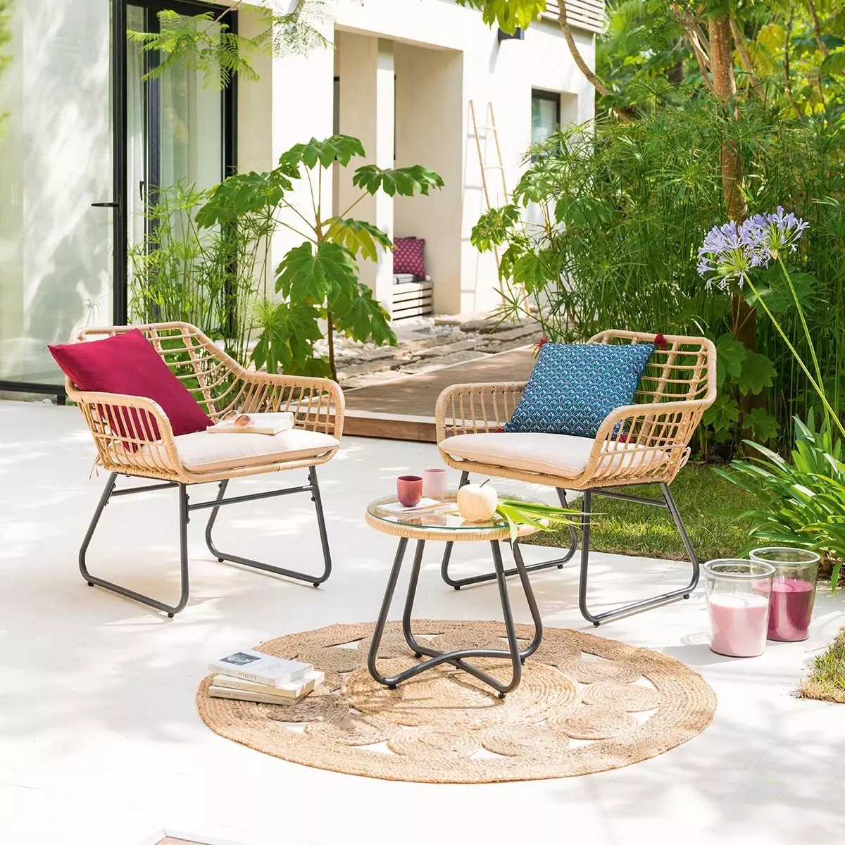 Conjunto de muebles de jardín Algarve Beige Natural - 2 plazas 1