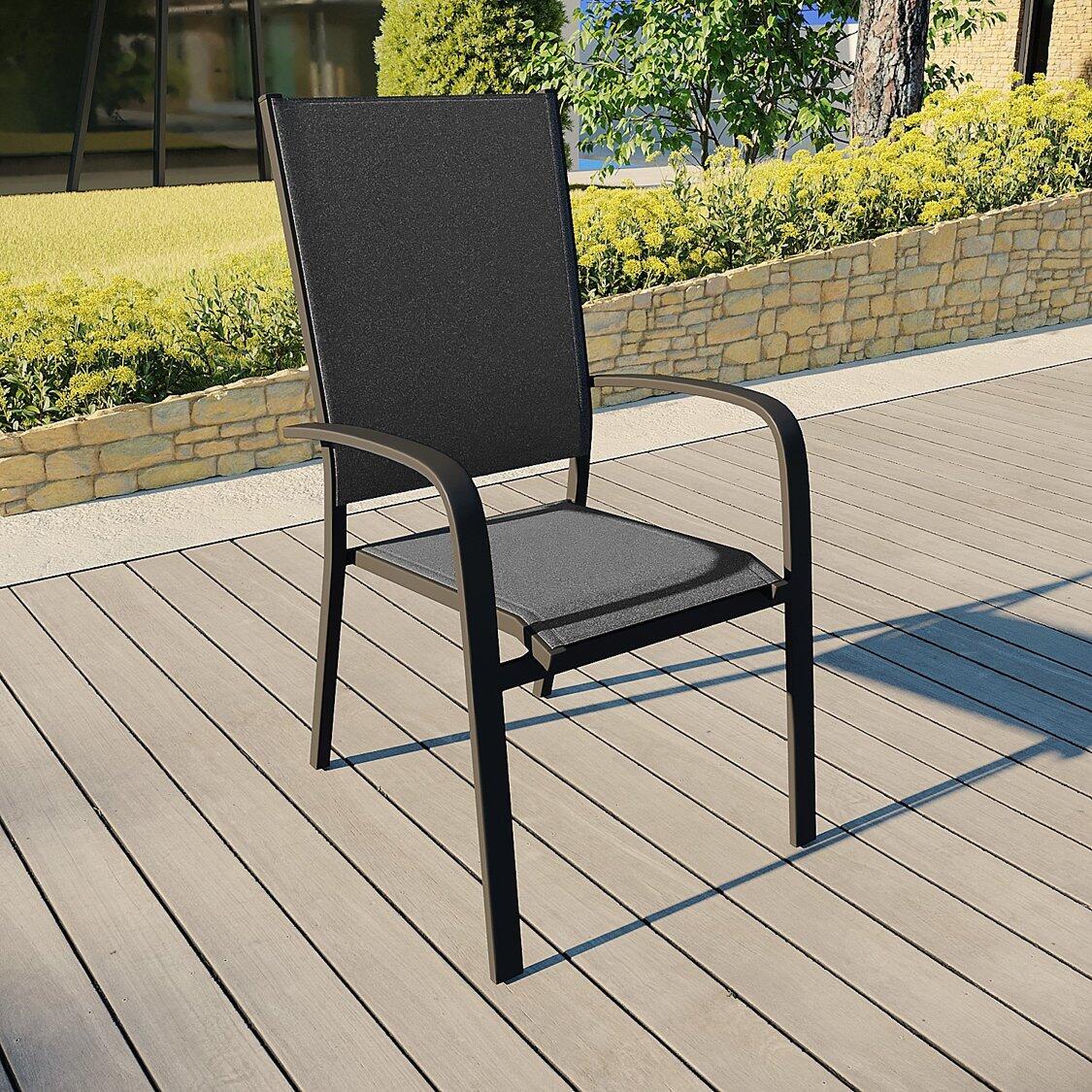 Sedia da giardino con schienale alto in alluminio impilabile Murano - Grigio antracite 1