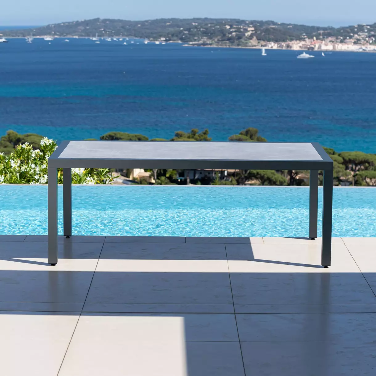 Table de jardin 8 places Aluminium/Céramique Torano (192 x 102 cm) - Gris anthracite 6