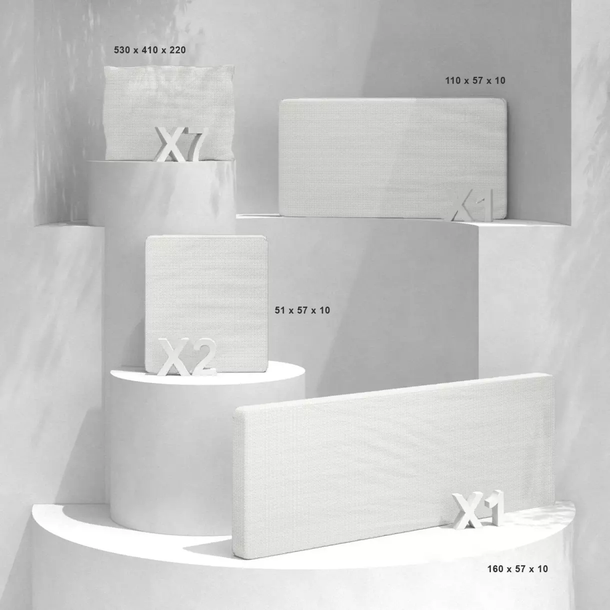 Coussins de remplacement pour salon de jardin Calvi 7 places - Blanc 1