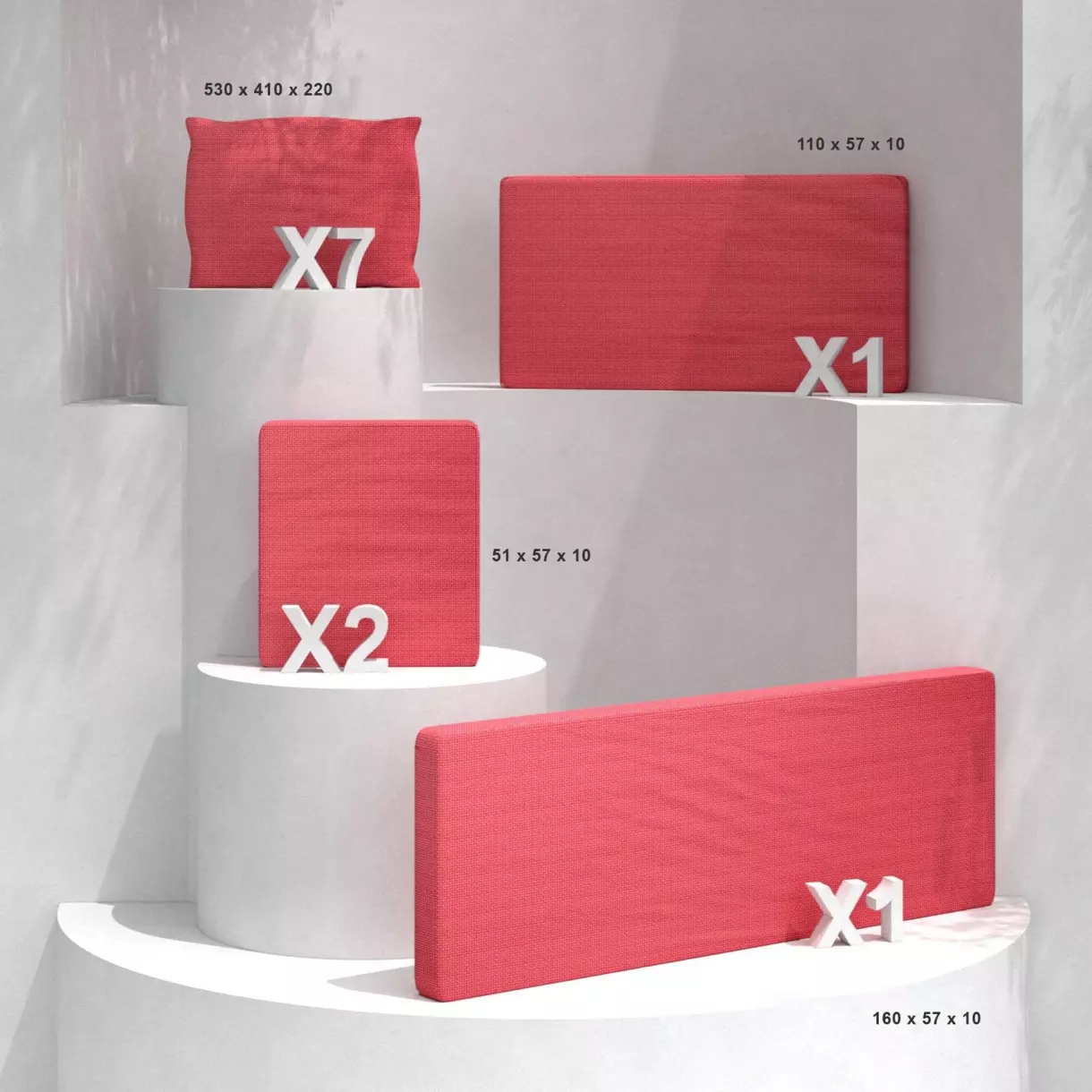 Coussins de remplacement pour salon de jardin Calvi 7 places - Rouge 1