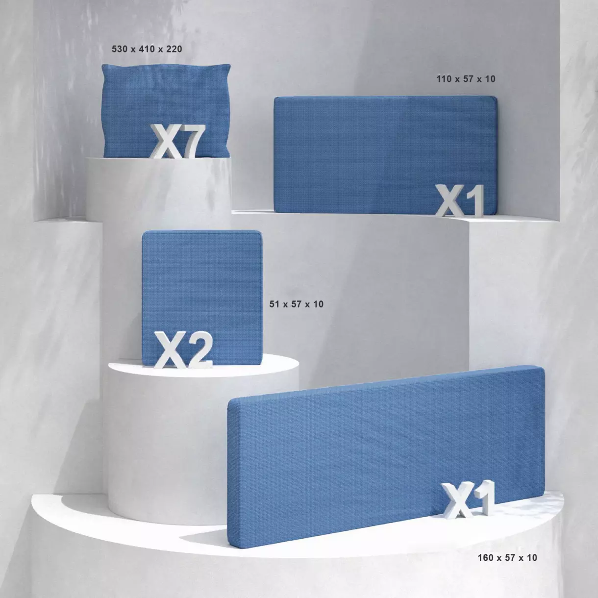 Vervangende kussenhoezen voor loungeset Calvi 7 zitplaatsen - Blauw 1