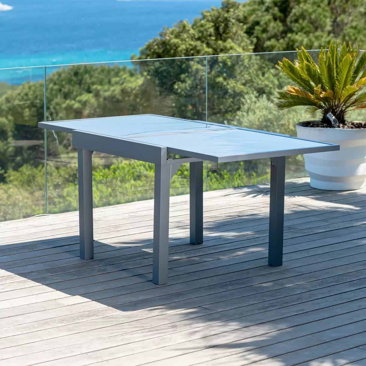 Tuintafel Murano uitschuifbaar met glasplaat, 8 personen  (180 x 90 cm) - Leigrijs 6