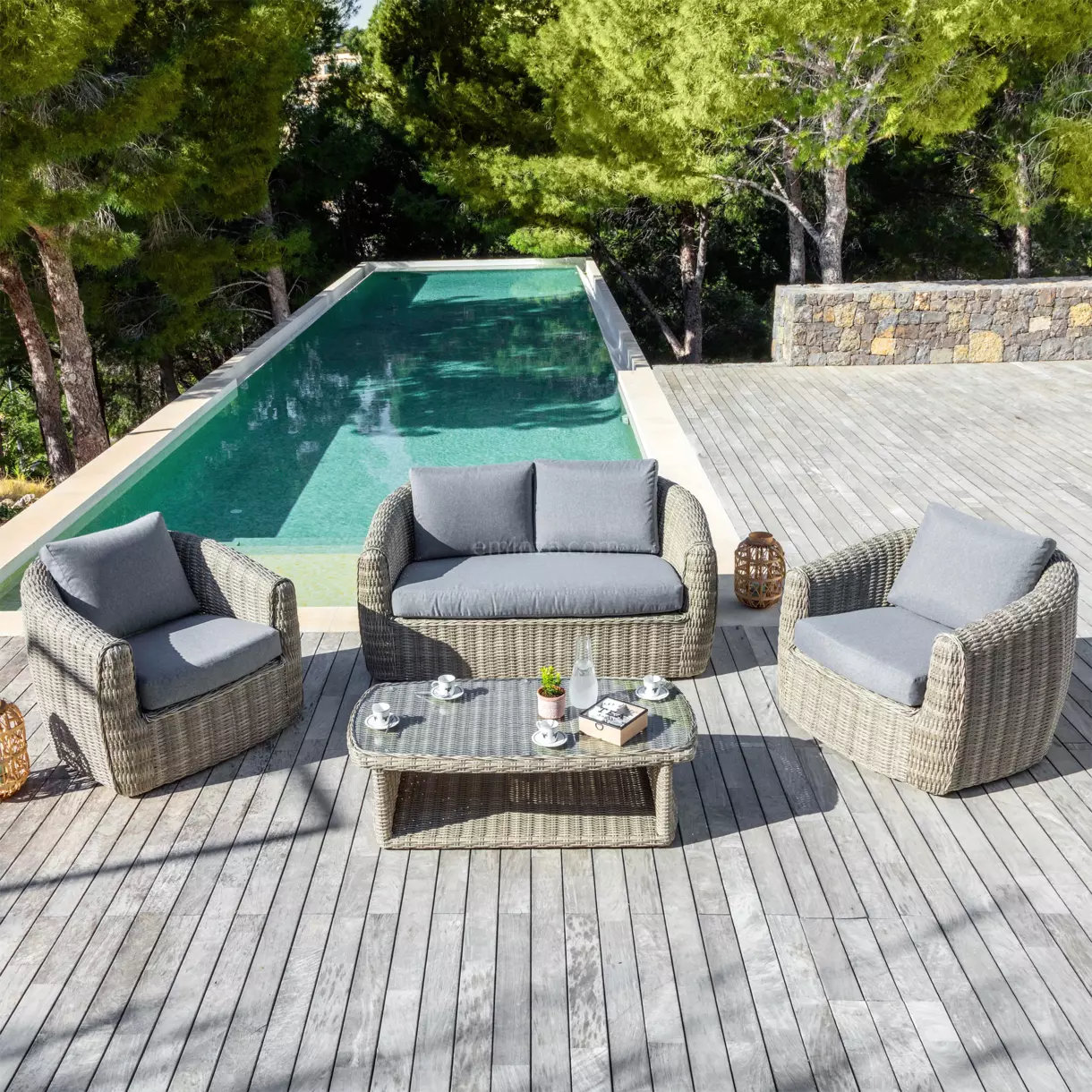 Conjunto de jardín Merida Gris - 4 plazas 1