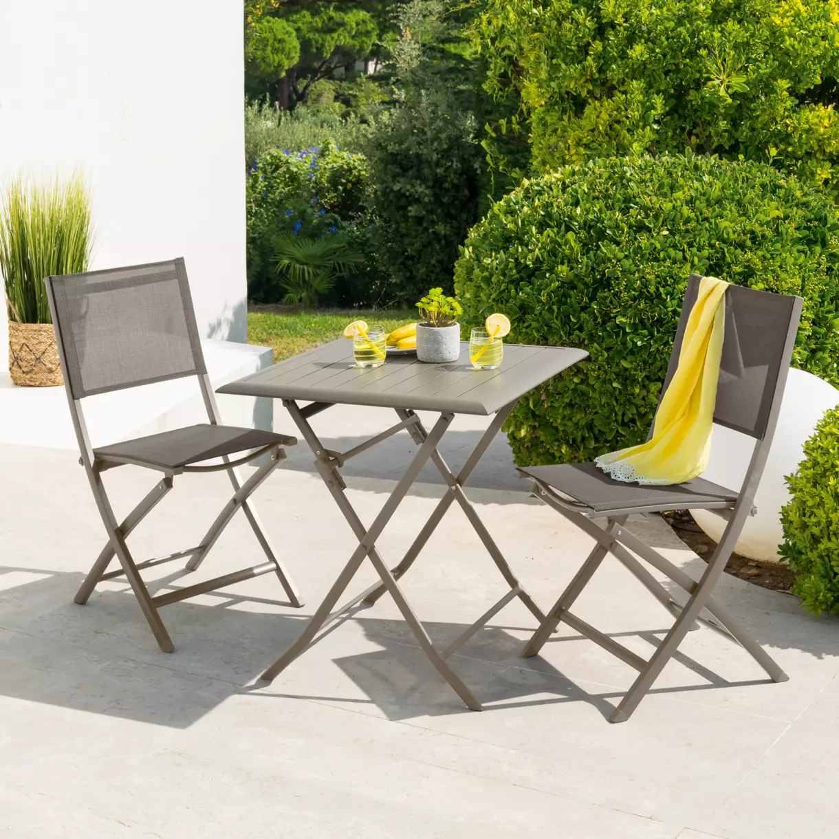 Mesa de jardín plegable Aluminio Azua (2 pers.) - Marrón 1