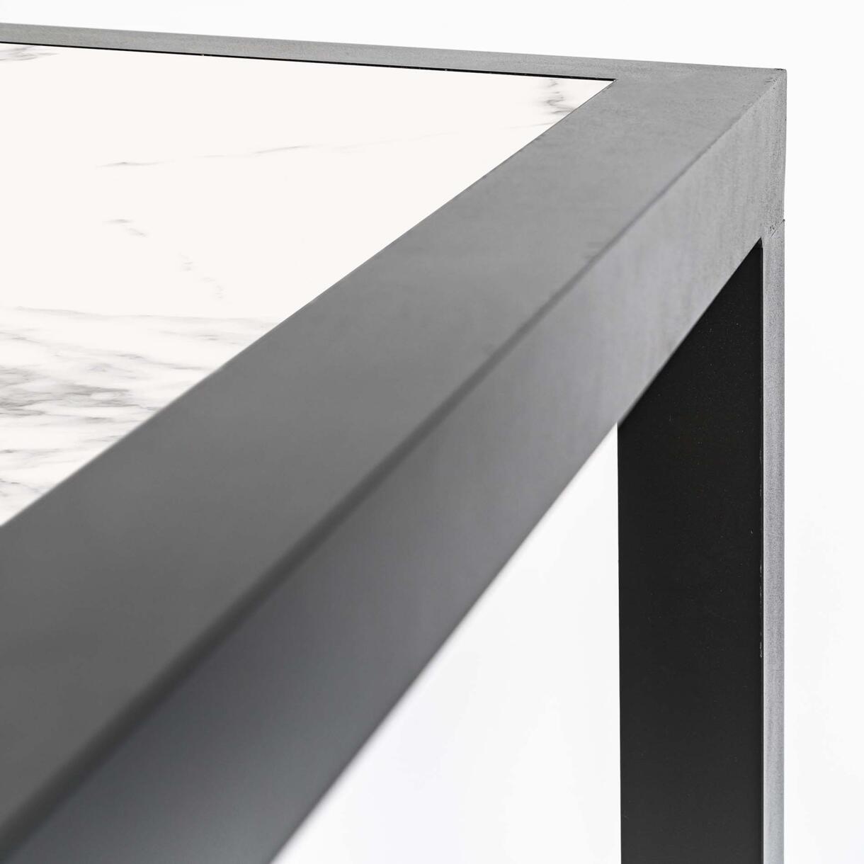Mesa de jardín 6 plazas Aluminio/Cerámica Torano (162 x 87 cm) - Gris antracita/Blanco 6