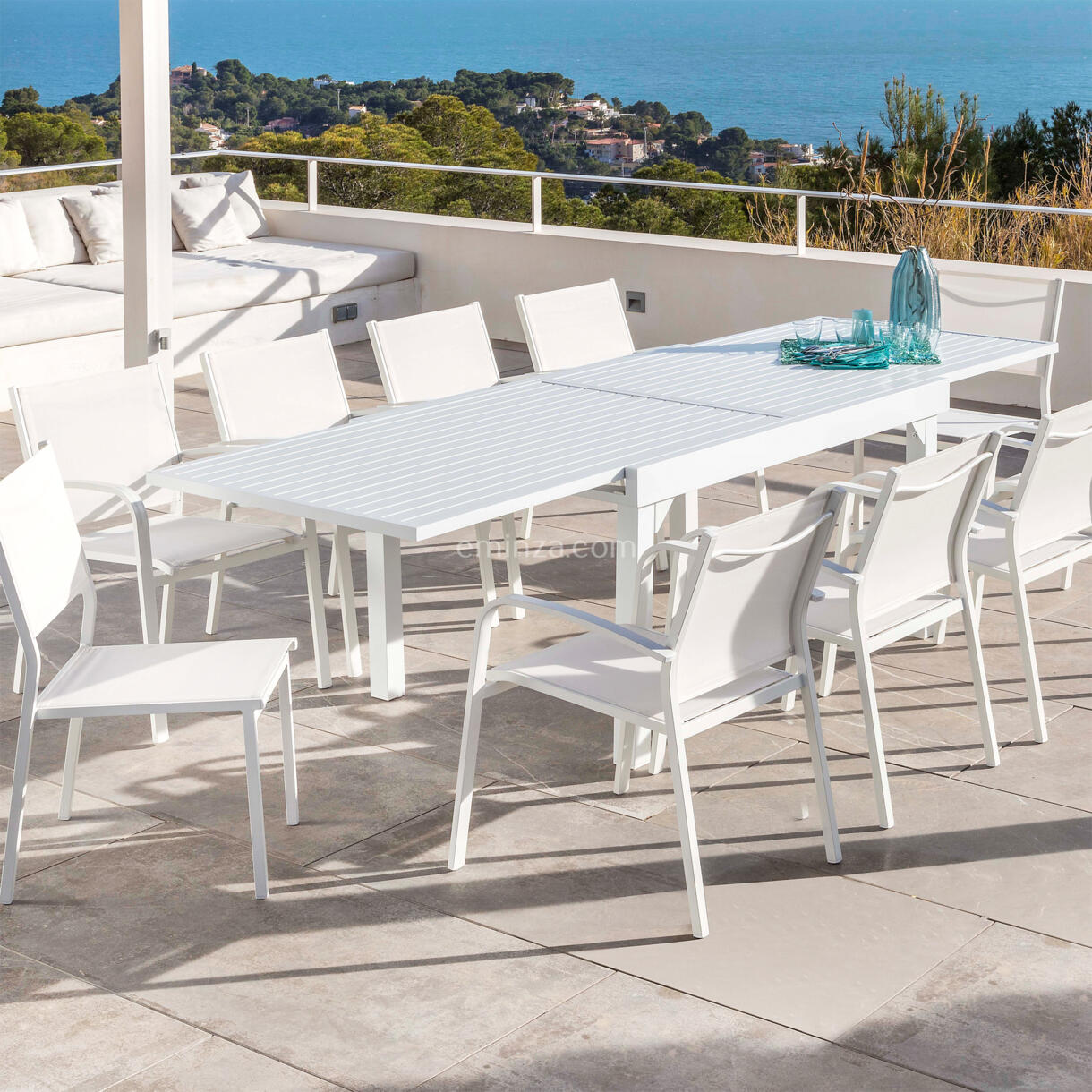 Rechteckiger Gartentisch ausziehbar Murano Aluminium (Bis zu 12 Pers.) - Weiß 1