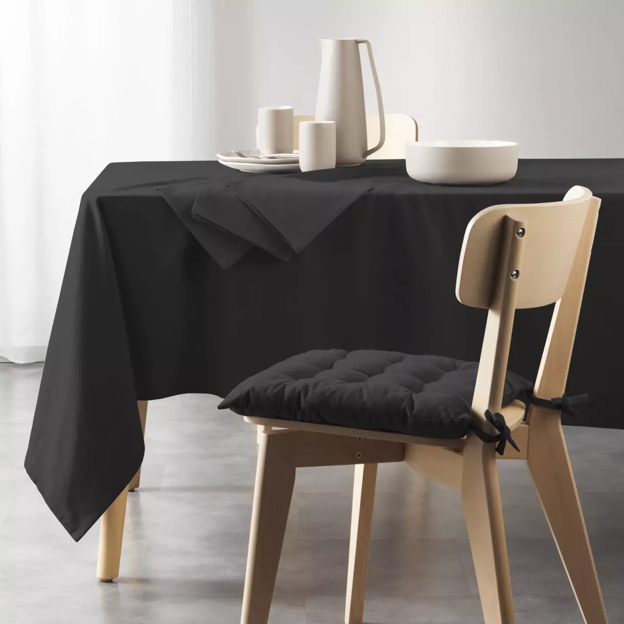 Tovaglia rettangolare cotone riciclato (L240 cm) Mistral Nero 1