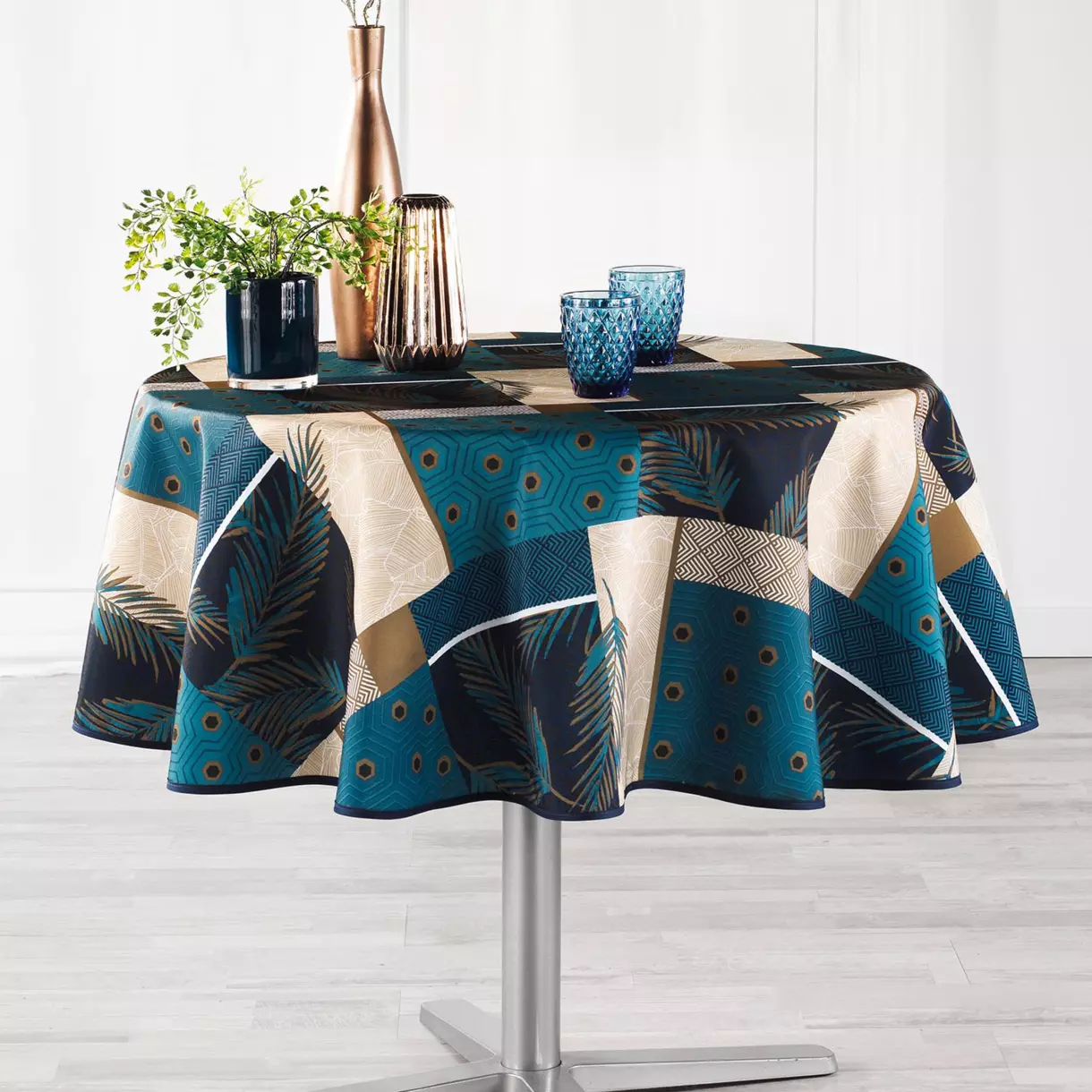 Mantel redondo (D180 cm) Geopan Azul 1