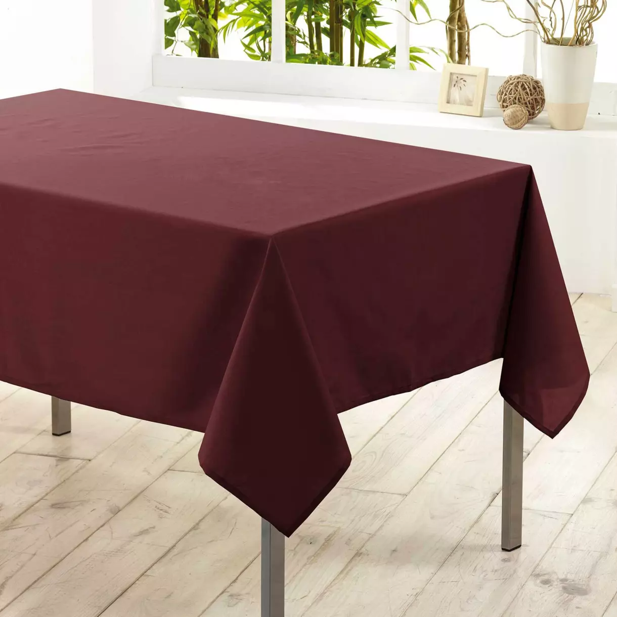 Nappe rectangulaire anti tache (L200 cm) Essentiel Bordeaux 1