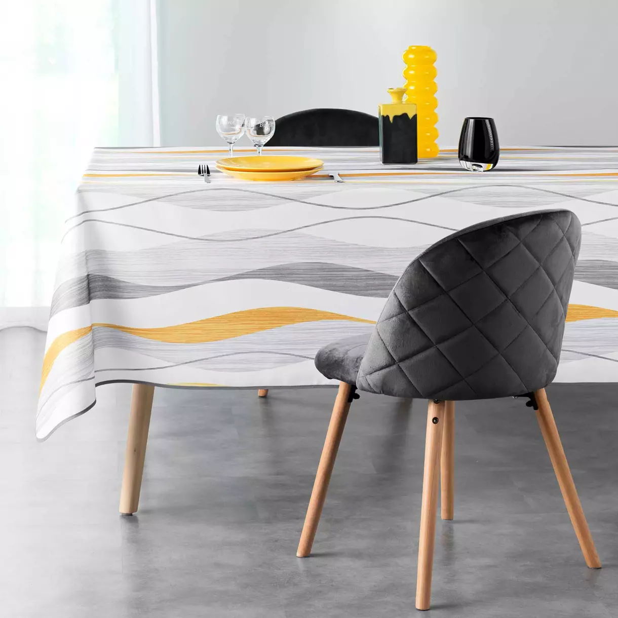 Mantel rectangular antimancha (L200 cm) Ondulys Amarillo 1