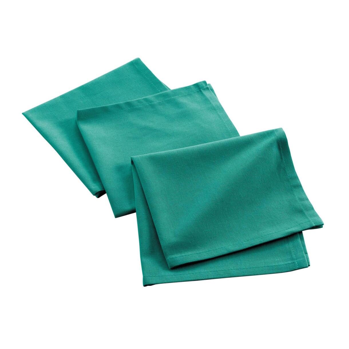 Juego de 3 servilletas en algodón  reciclado (40 cm) Mistral Verde esmeralda 1
