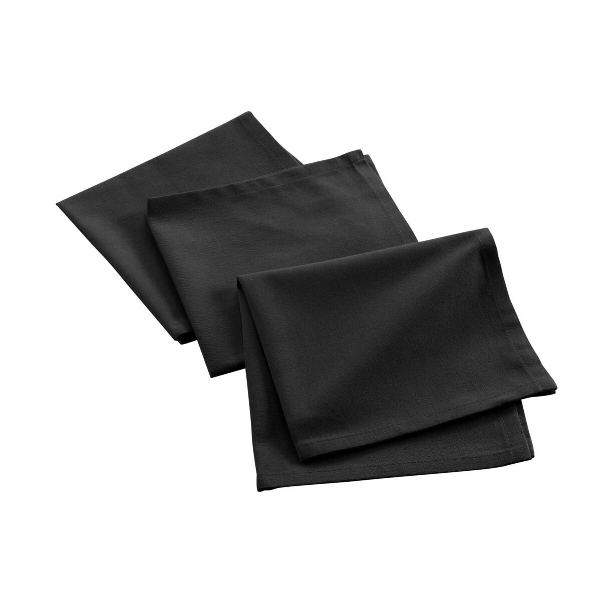Lot de 3 serviettes coton recyclé (40 cm) Mistral Noires 1