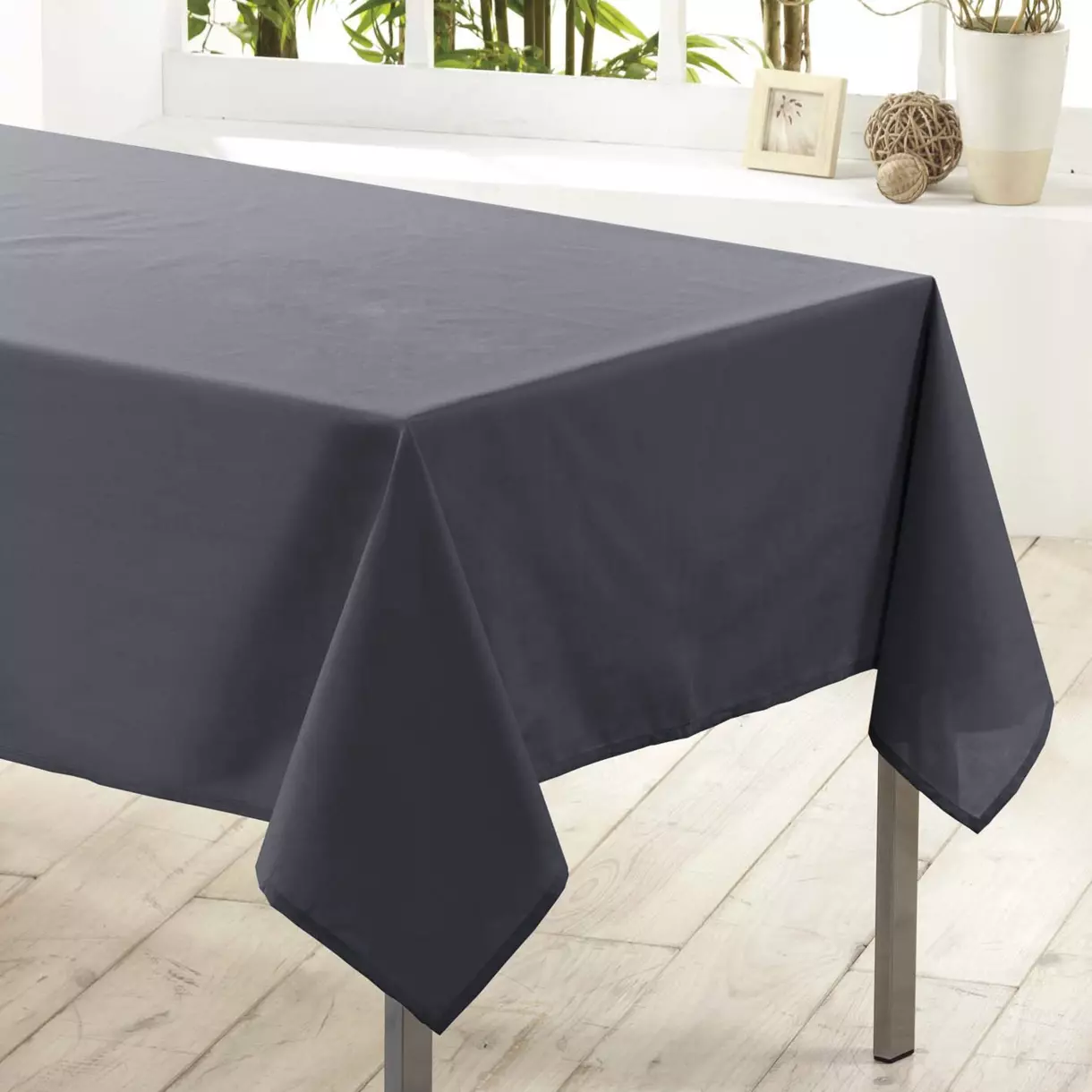 Mantel rectangular con tratamiento anti mancha(L200 cm) Essentiel Gris hormigón 1