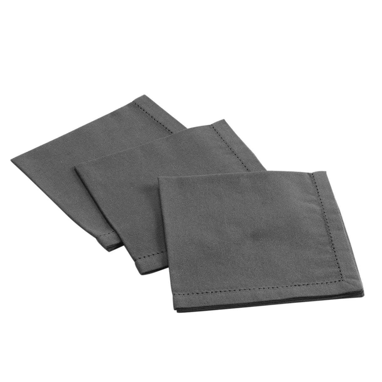 Lot de 3 serviettes coton Charline Gris anthracite 1
