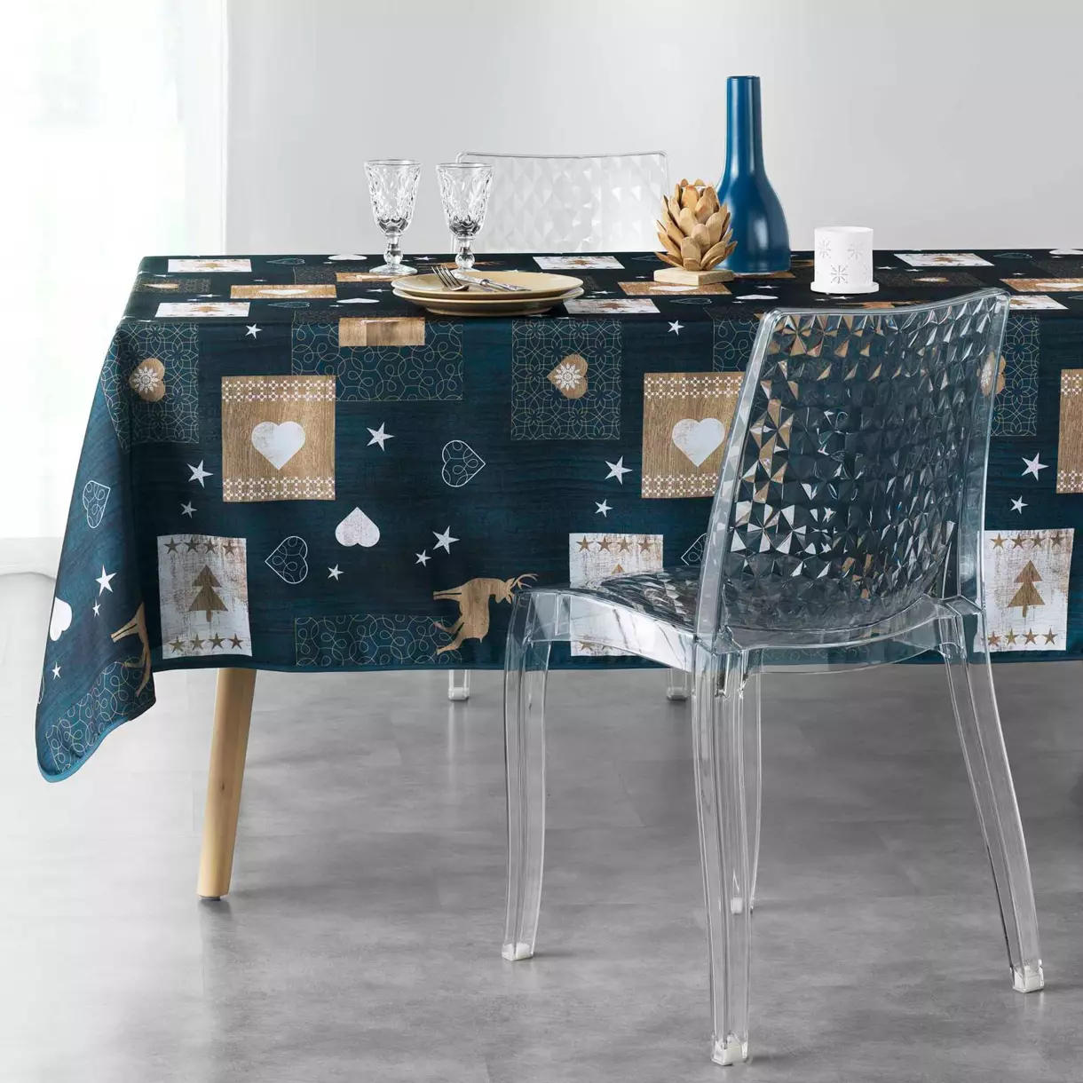 Nappe rectangulaire (L240 cm) Augustin Bleue 1