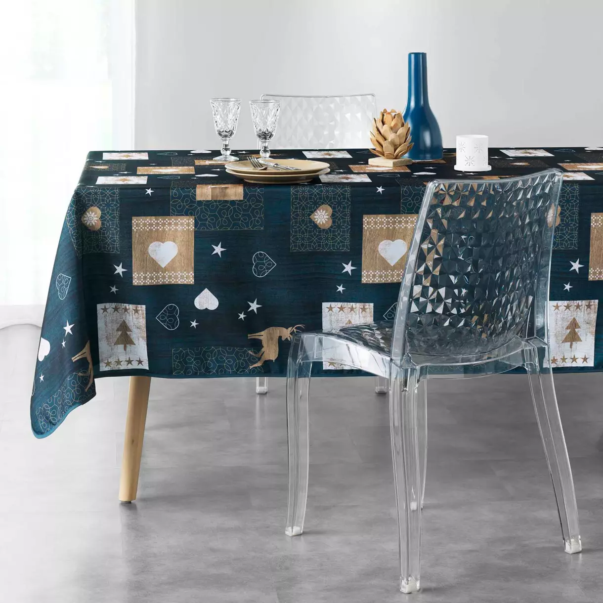 Tafelkleed rechthoekig (L300 cm) Augustin Blauw 1