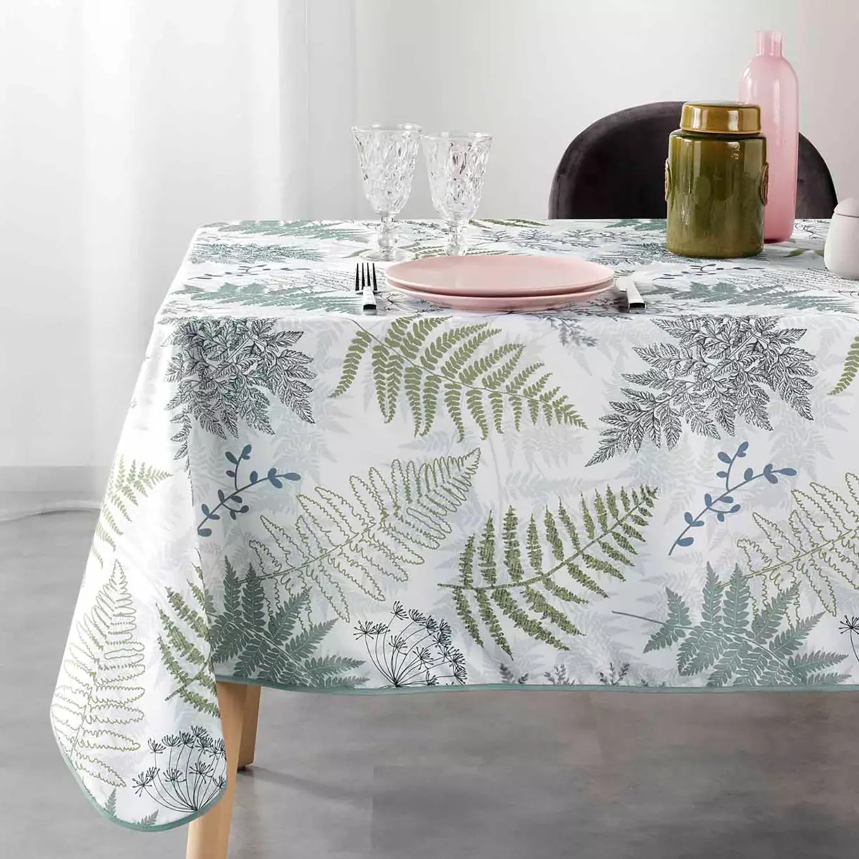 Nappe rectangulaire (L240 cm) Melisandre Verte 1