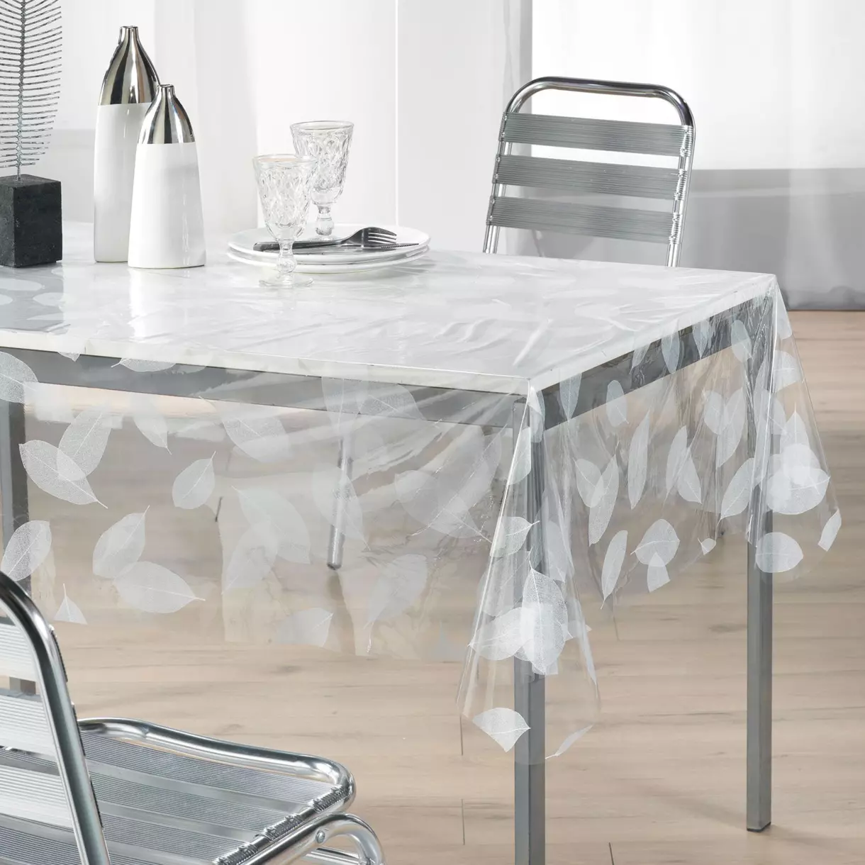 Mantel de hule rectangular (L240 cm) Hoja Cristal 1