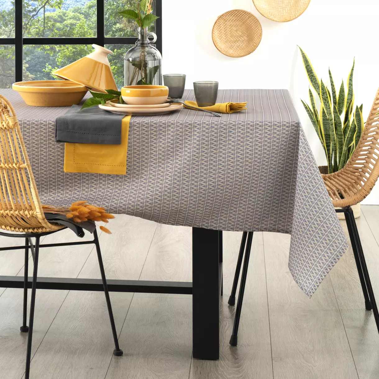 Mantel rectangular anti mancha (L240 cm) Volupt Gris 1