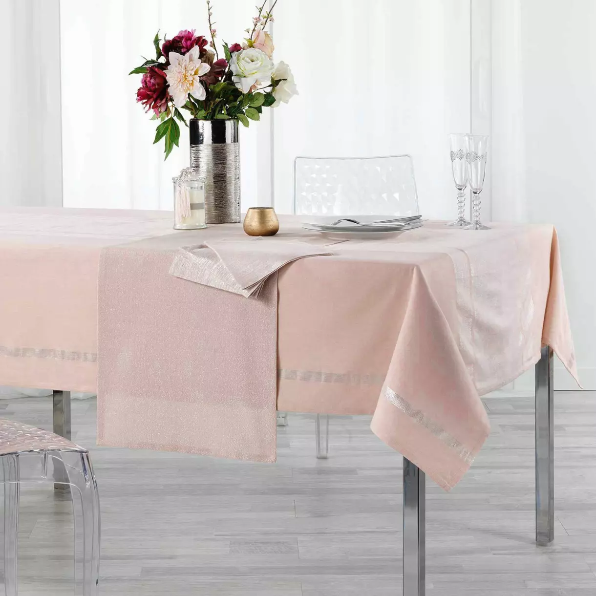 Chemin de table (140 cm) Elegancia Rose 1