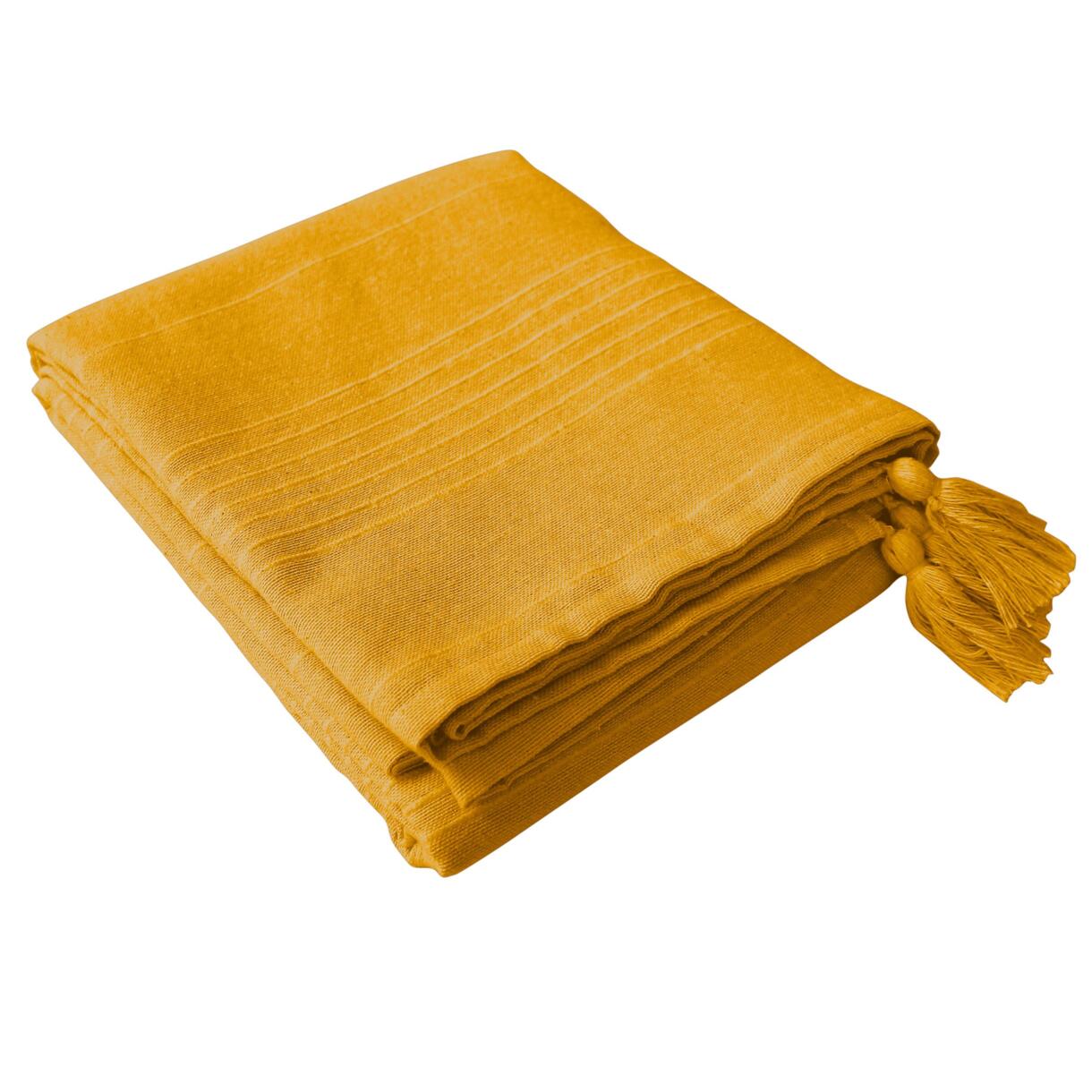 Nappe rectangulaire coton recyclé (L240 cm) Bombay Jaune moutarde 6
