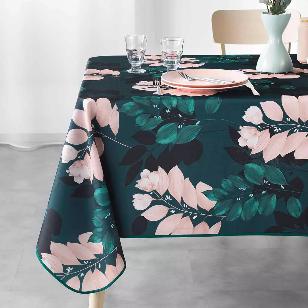Mantel rectangular (L240 cm) Belline Verde esmeralda 1