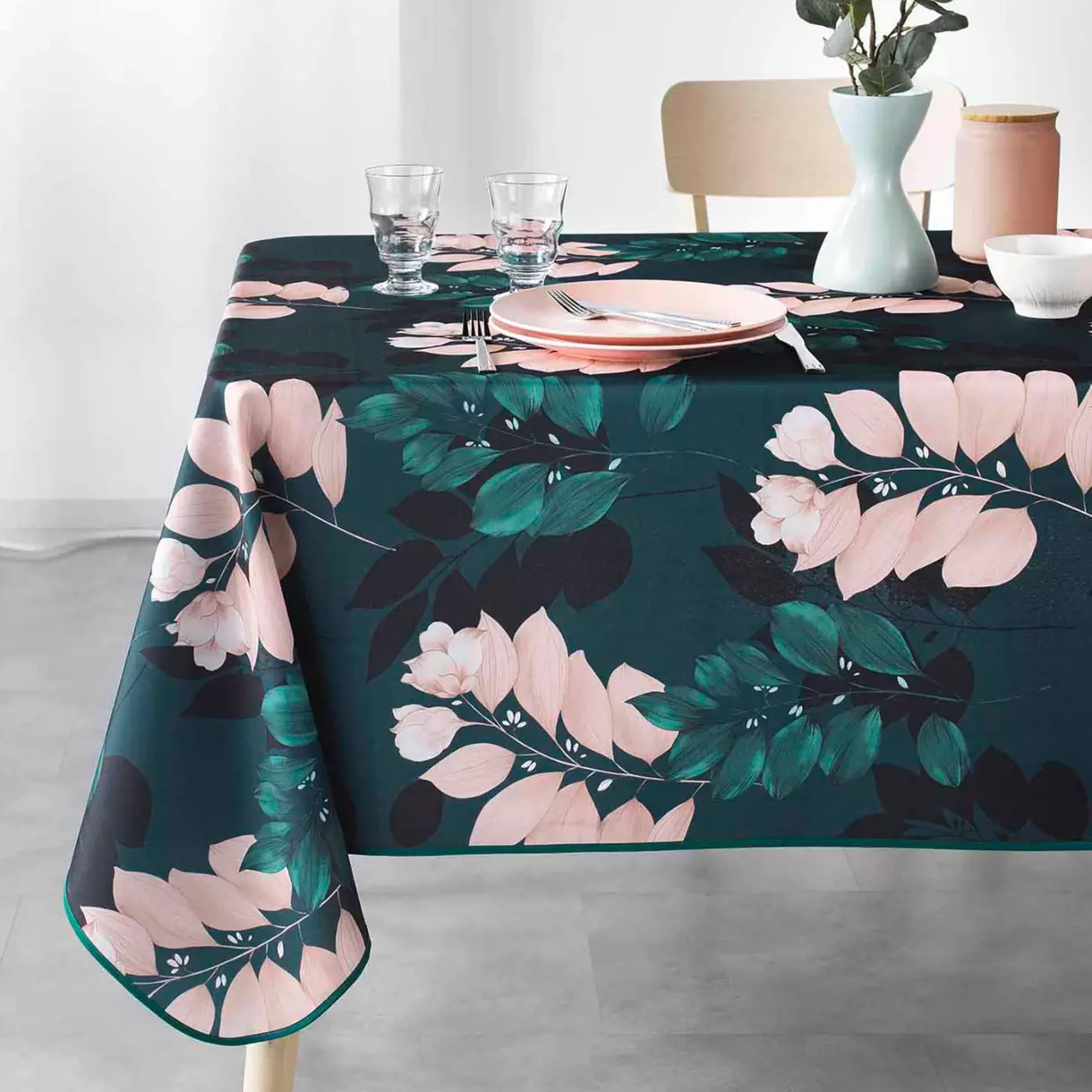 Mantel rectangular (L200 cm) Belline Verde esmeralda 1