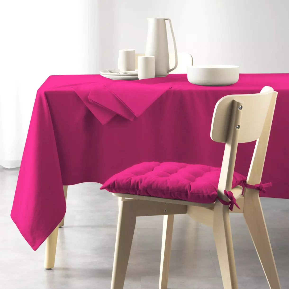 Nappe rectangulaire coton recyclé (L240 cm) Mistral Rose fuchsia 1
