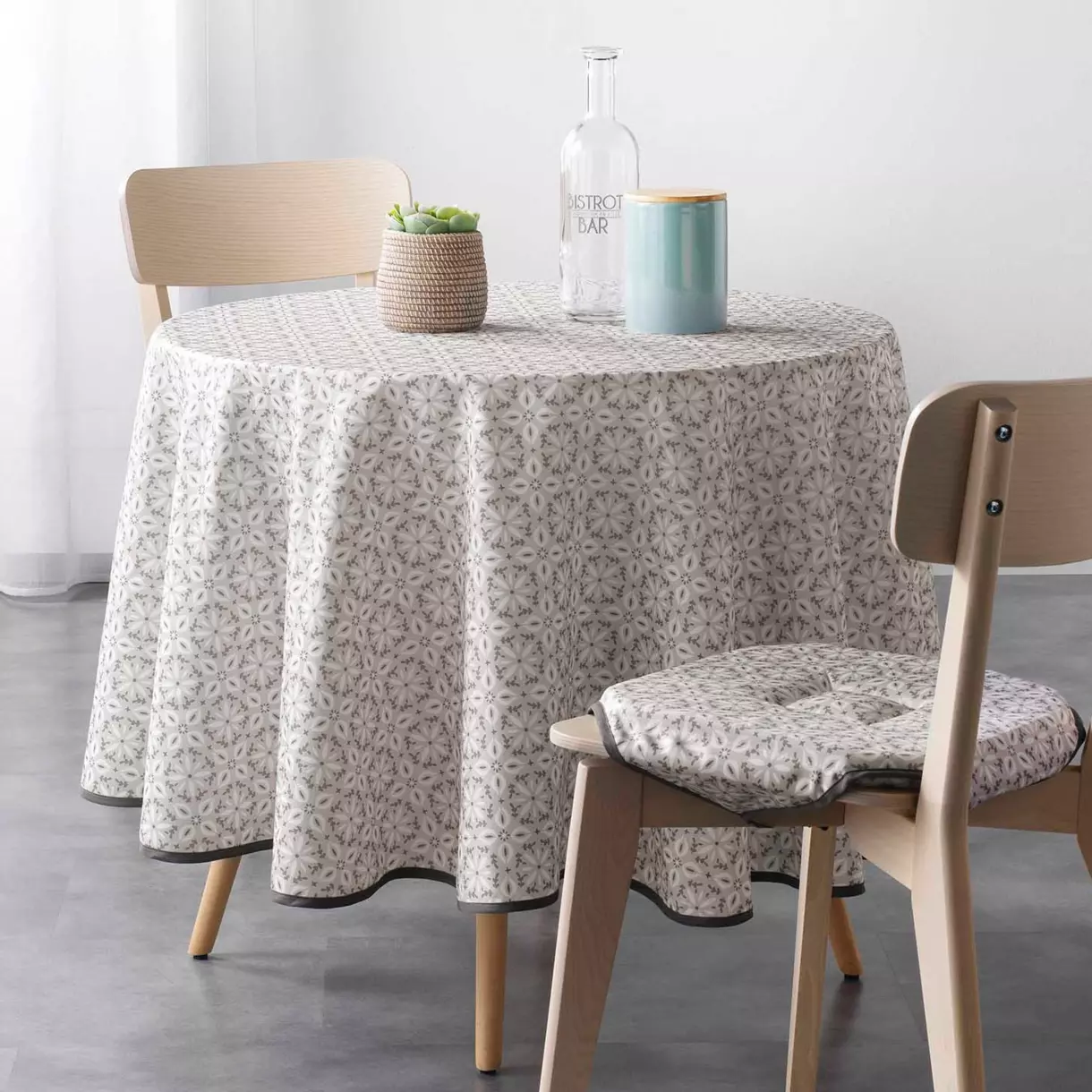 Nappe ronde anti tache (D180 cm) Eros Grise 1
